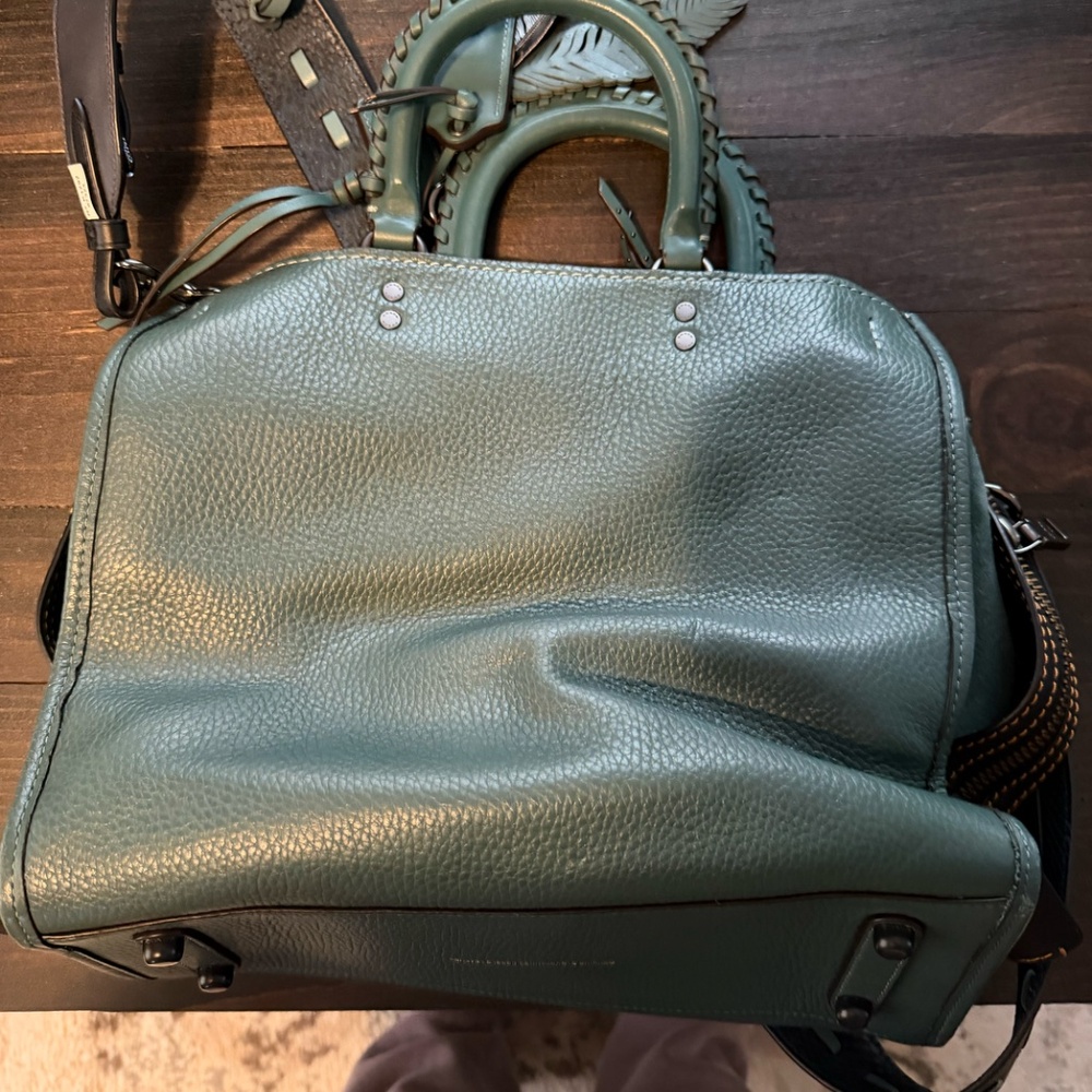 Coach 1941 Rogue 30 With Whipstitch Handle Teal Mixed Leather F58116 - Picture 4 of 15